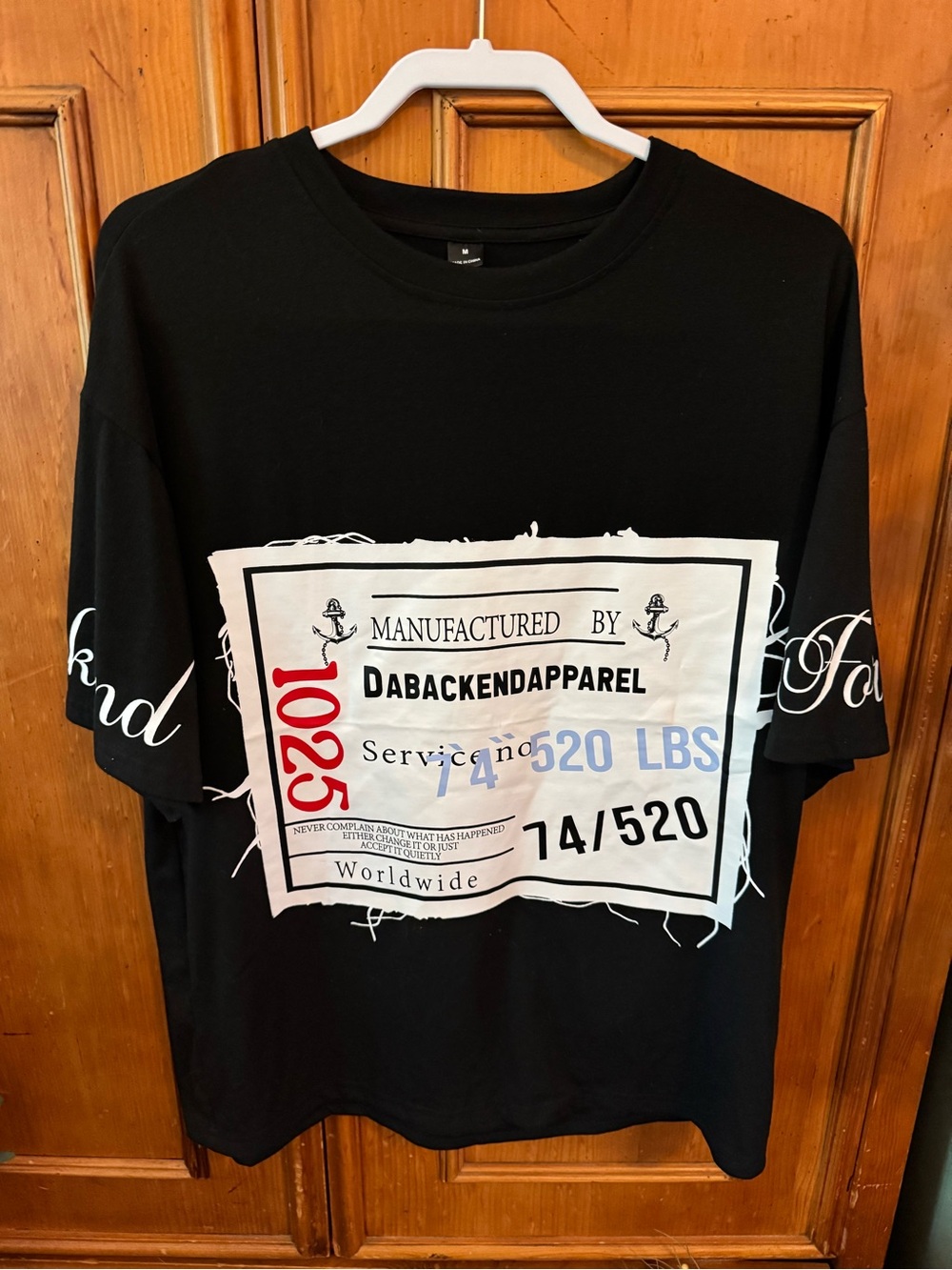 Black Graphic Short-Sleeve Tee with Front Panel Print